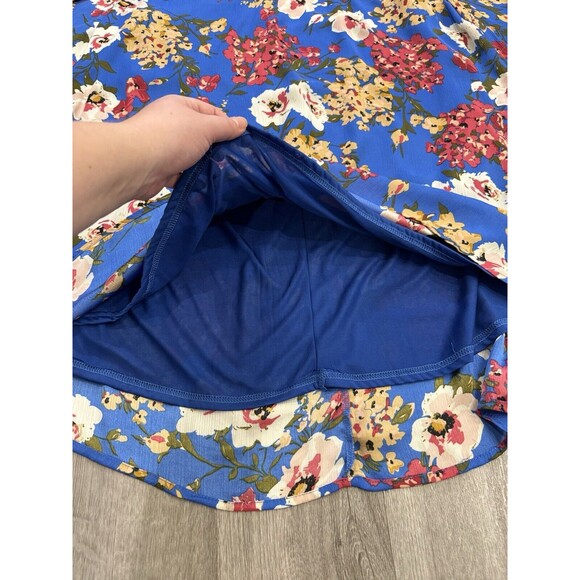 UMGEE Dress Women Size XL Blue Multi Floral Flutter Sleeve Bloomcore Boho - Picture 5 of 8